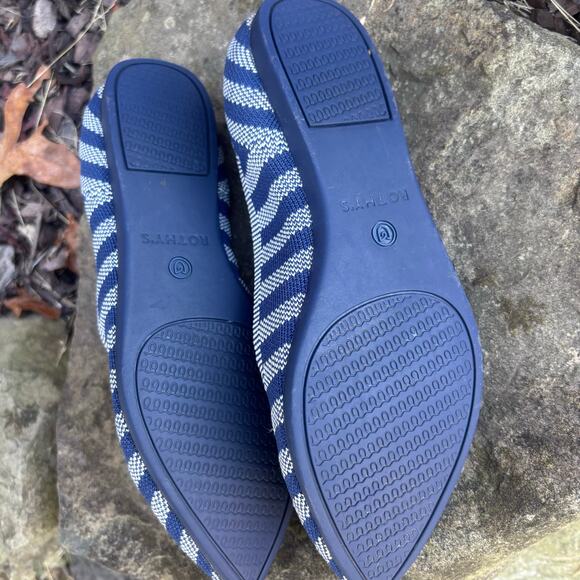 Rothy's The Point Flat Blue White Stripe Riviera Size 6.5‎ - Picture 5 of 8